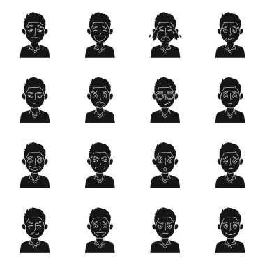 Yüz ve erkek işareti vektör illüstrasyon. Hisse senedi için yüz ve genç vektör simgesi kümesi.