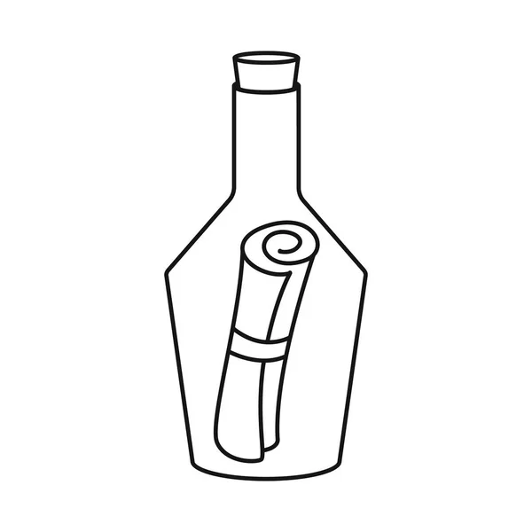 Diseño vectorial del signo de botella y carta. Conjunto de botella y desplazamiento símbolo de stock para la web . — Vector de stock