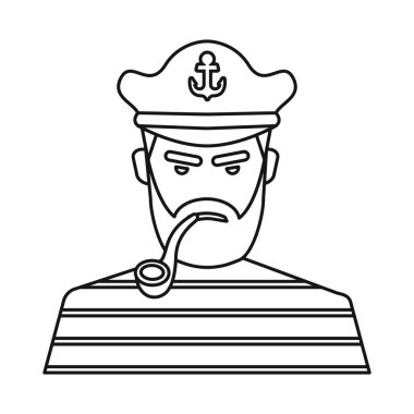 Kaptan ve denizci logosunun izole nesnesi. Web için kaptan ve yüz stok sembolü seti.