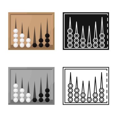 Tavla ve oyun sembolü vektör tasarımı. Tavla ve stok için geleneksel vektör simgesi koleksiyonu.