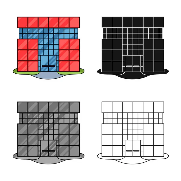 Vektor-Design von Laden- und Marktzeichen. Sammlung von Shop- und Architekturvektorsymbolen für Aktien. — Stockvektor