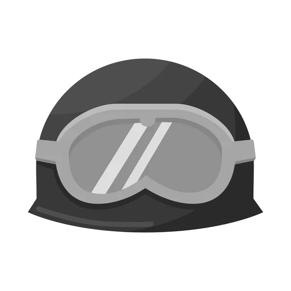 A kalap és a katonai szimbólum izolált tárgya. Kalapot és védelmi készlet vektor illusztráció gyűjteménye. — Stock Vector