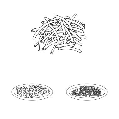 Makarna ve karbonhidrat işareti vektör tasarımı. Makarna ve makarna hisse senedi vektör çizim topluluğu.