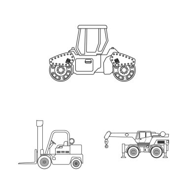 Yapı ve inşaat simge vektör Illustration. Yapı ve makine hisse senedi vektör çizim seti.