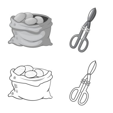 Çiftlik ve Tarım logosu yalıtılmış nesne. Hisse senedi için çiftlik ve bitki vektör simge kümesi.