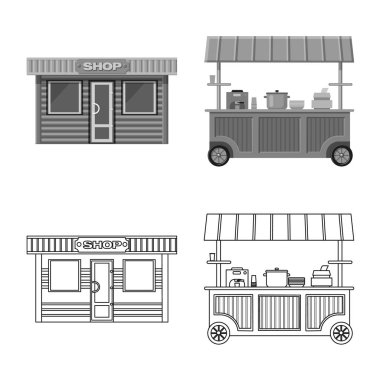 Piyasa ve dış logo yalıtılmış nesne. Market ve gıda hisse senedi simgesi için web topluluğu.