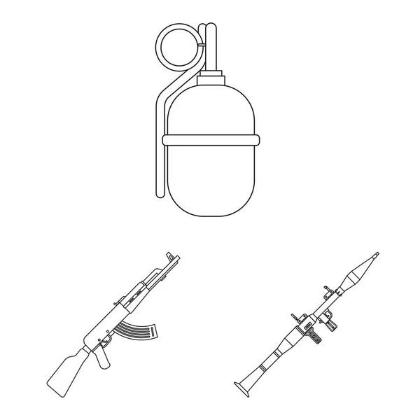 Isoliertes Objekt der Waffe und des Waffenlogos. Set von Waffen und Armee-Vektor-Symbol für Aktien. — Stockvektor