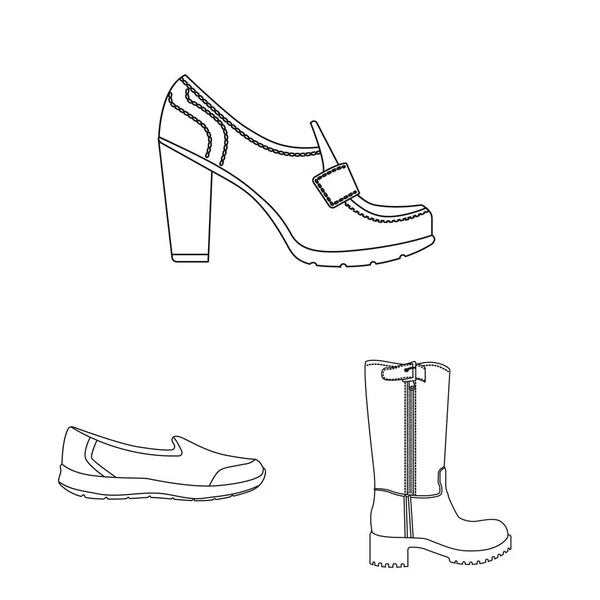 Objet isolé de chaussures et icône femme. Collection de chaussures et icône vectorielle pied pour stock . — Image vectorielle