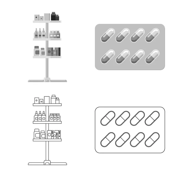 Vektorillustration av apotek och sjukhus logotyp. Uppsättning av apotek och affärer vektor ikonen för lager. — Stock vektor