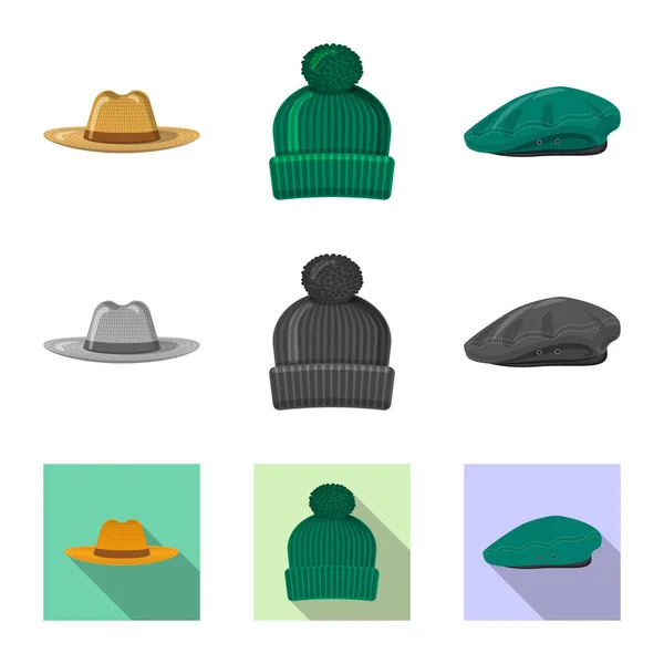 Ilustración vectorial de la marca de sombreros y gorras. Conjunto de sombreros y accesorios stock vector ilustración . — Archivo Imágenes Vectoriales