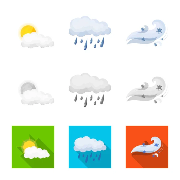 Diseño vectorial del clima y el icono del clima. Conjunto de tiempo y nube vector icono para stock . — Archivo Imágenes Vectoriales