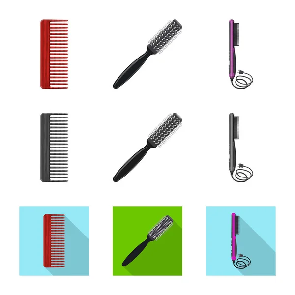 Conception vectorielle de pinceau et signe capillaire. Collection d'icône vectorielle brosse et brosse à cheveux pour stock . — Image vectorielle