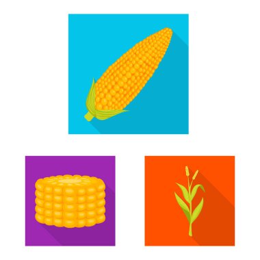 Mısır tarlası ve sebze işareti vektör tasarımı. Mısır tarlası ve vejetaryen hisse senedi vektör çizim.