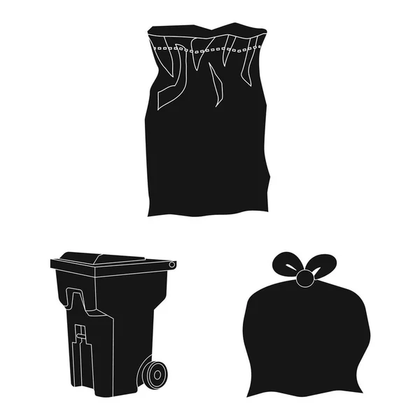 Ilustración vectorial de basura y letrero basura. Conjunto de basura e ilustración de vectores de residuos . — Vector de stock