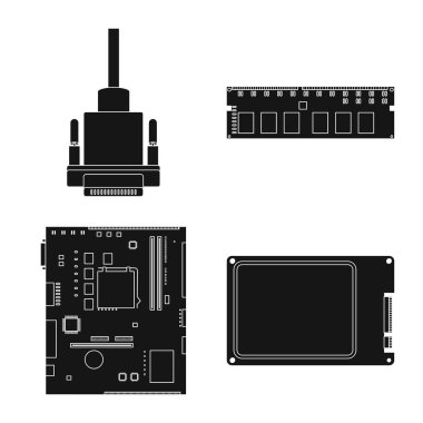 Vektör Illustration internet ve elektronik simgesi. Web için internet ve donanım stok sembolü seti.
