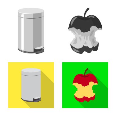 Çöp ve önemsiz Logo vektör Illustration. Web için çöp ve atık stok sembolü seti.