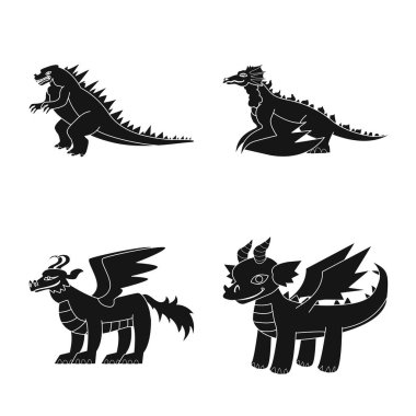 Dinozor ve tarih logosu vektör tasarımı. Dinozor ve hayvan stok vektör illüstrasyon seti.