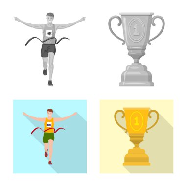 Spor ve kazanan simge vektör tasarımı. Spor ve fitness vektör simgesini hissenin topluluğu.