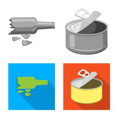 Çöp ve önemsiz logo vektör tasarımı. Stok için atık ve atık vektör simgesi kümesi.