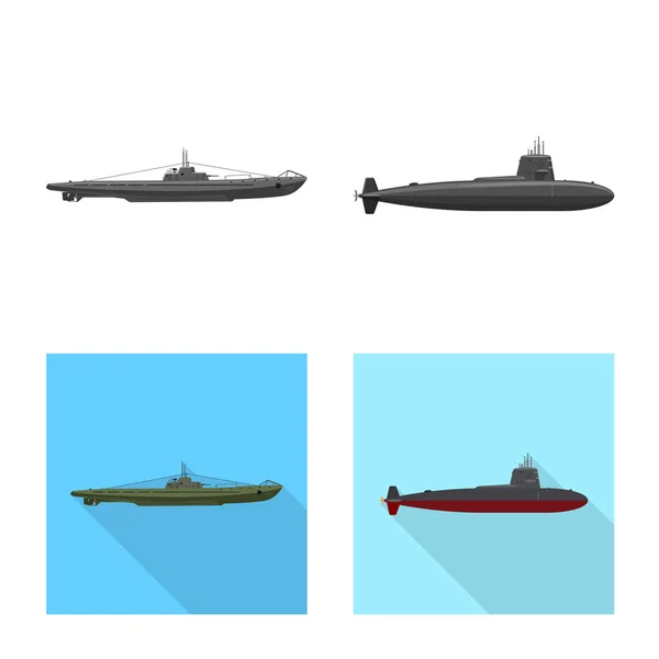 Εικονογράφηση διάνυσμα εικονίδιο πόλεμος και το πλοίο. Σύνολο πολέμου και στόλου απόθεμα διανυσματικά εικονογράφηση. — Διανυσματικό Αρχείο