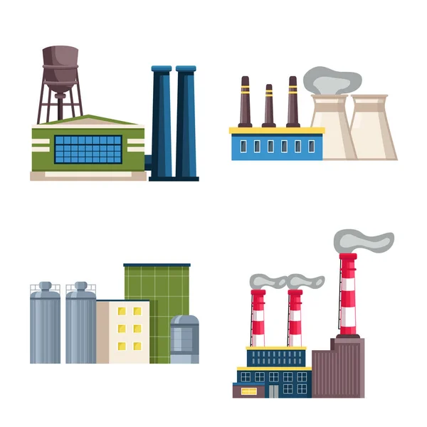 Objeto aislado de la industria y el icono de la planta. Conjunto de ilustración vectorial de industria y construcción . — Vector de stock