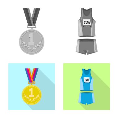 Spor ve kazanan işareti vektör tasarımı. Spor ve fitness hisse senedi simgesi web için kümesi.