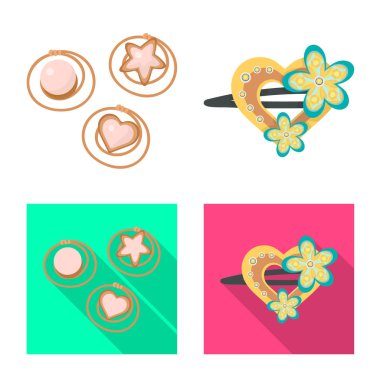 Vektör tasarımı güzellik ve moda işareti. Güzellik ve hisse senedi için kadın vektör simge kümesi.