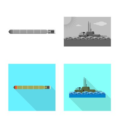 Savaş ve gemi logo vektör tasarımı. Savaş ve filo hisse senedi vektör çizim koleksiyonu.