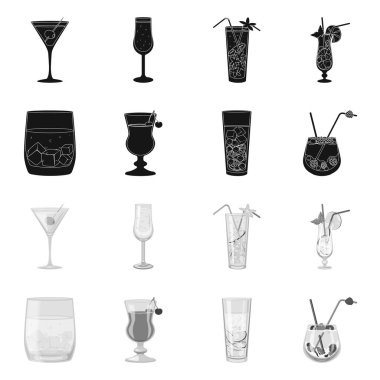 İçki ve restoran tabelası izole nesne. İçki ve bileşen stok vektör çizim seti.