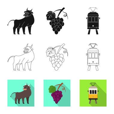 İzole nesne ve tarihi logo. Toplama ve ülke stok vektör illüstrasyon.