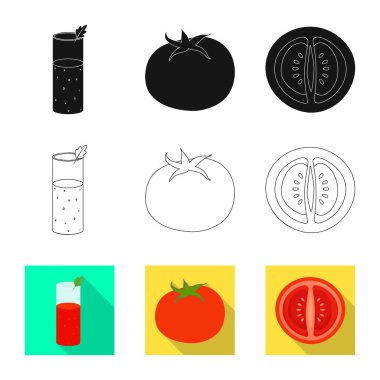 Bitkisel ve lezzetli logo izole nesne. Sebze ve doğal stok vektör çizim koleksiyonu.