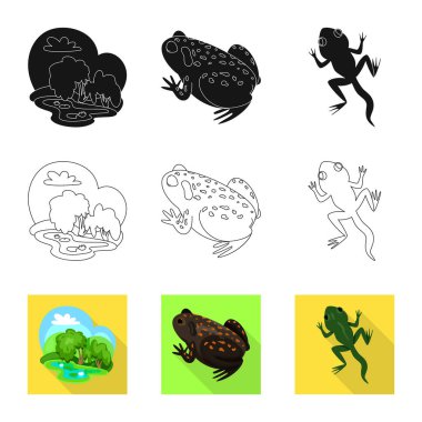 Yaban hayatı ve bataklık işareti vektör tasarımı. Web için yaban hayatı ve sürüngen stok sembolü koleksiyonu.