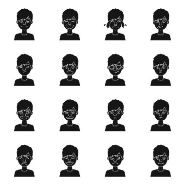 Yüz ve oğlan ikonunun izole edilmiş nesnesi. Yüz koleksiyonu ve ağ için genç hisse senedi sembolü.