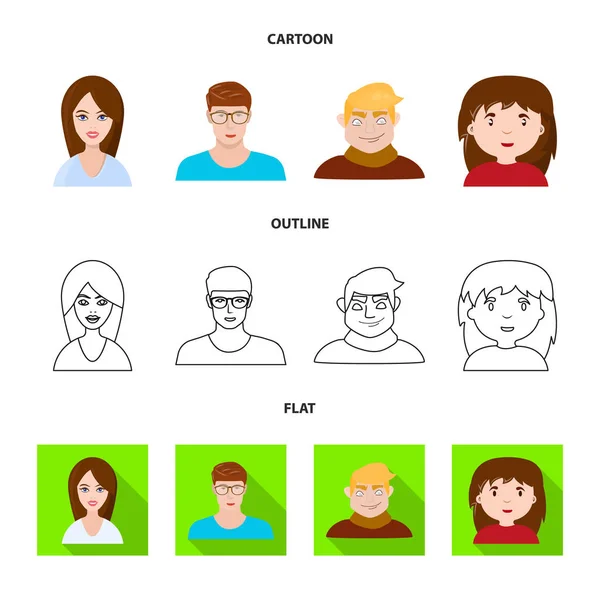 Oggetto isolato di avatar e segno della persona. Set di illustrazione vettoriale avatar e stock professionale . — Vettoriale Stock