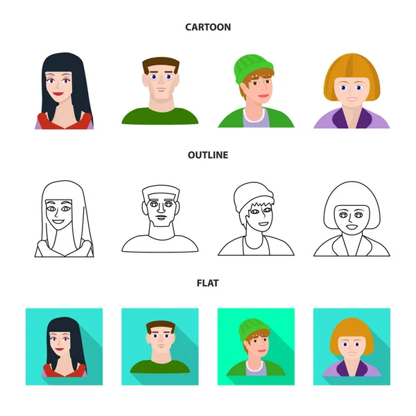 Illustrazione vettoriale dell'avatar e del simbolo della persona. Set di icone vettoriali avatar e professione per magazzino . — Vettoriale Stock