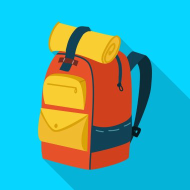 Sırt çantası ve çanta sembolü vektör illüstrasyon. Sırt çantası ve yürüyüş stok vektör illüstrasyon koleksiyonu.