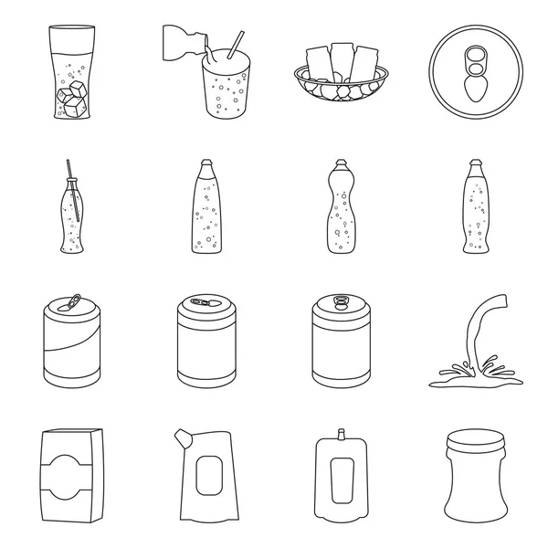 Изолированный объект с символом напитков и напитков. Набор векторных значков для напитков и освежающих напитков на складе . — стоковый вектор