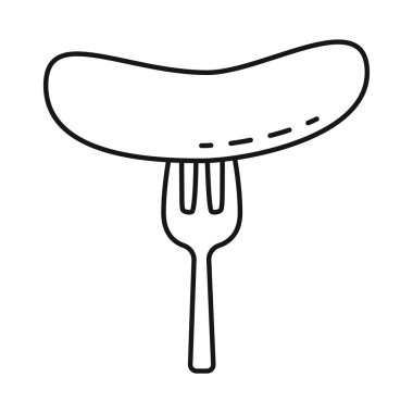 Çatal ve sosis işareti vektör tasarımı. Çatal ve bbq stok vektör illüstrasyon seti.