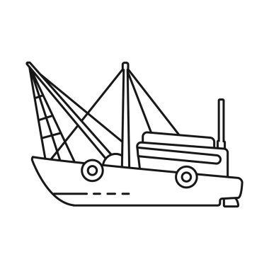 Gemi ve balıkçılık işareti vektör tasarımı. Stok için gemi ve gemi vektör simgesi kümesi.