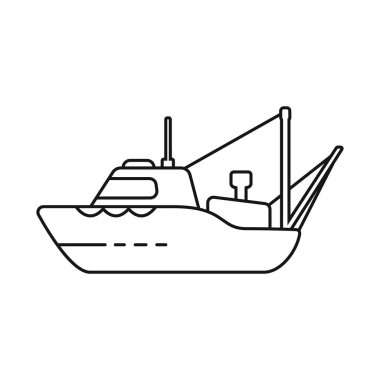 Gemi ve balıkçılık logosu izole nesne. Web için gemi ve gemi stok sembolü seti.