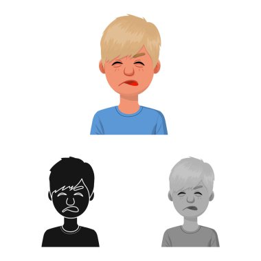 Adam vektör tasarımı ve aşağılama logosu. Web için adam ve sürpriz stok sembolü seti.