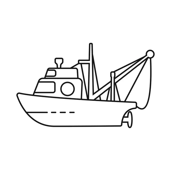 漁業とトロール船シンボルの孤立したオブジェクト。ウェブ用の漁業と引っ張りストックシンボルのセット. — ストックベクタ