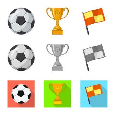 Futbol ve dişli simge vektör Illustration. Web için futbol ve turnuva hisse senedi simgesi kümesi.