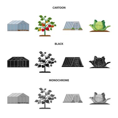 Sera ve bitki simgesi yalıtılmış nesne. Sera ve Bahçe hisse senedi simgesi web için set.