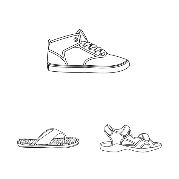 Objeto aislado de zapato y símbolo de calzado. Colección de zapatos y pies stock vector ilustración . — Archivo Imágenes Vectoriales