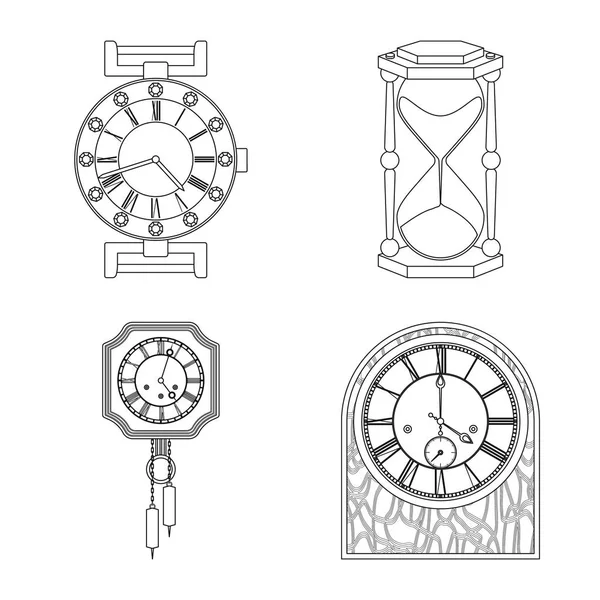 Diseño vectorial del reloj y el icono de la hora. Conjunto de reloj y círculo icono de vector para la acción . — Vector de stock