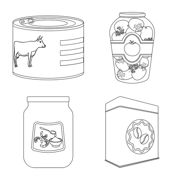 Conception vectorielle de la boîte et du panneau alimentaire. Ensemble de boîte et icône vectorielle d'emballage pour le stock . — Image vectorielle