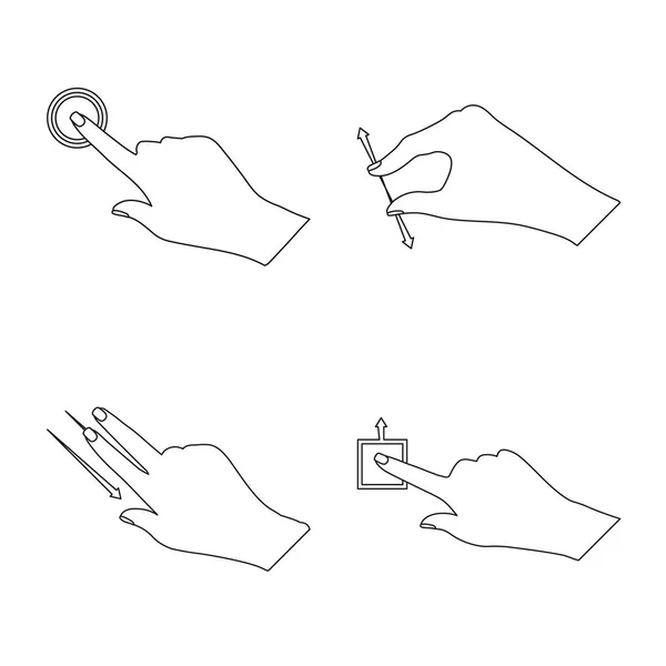 Diseño vectorial de pantalla táctil y logotipo de mano. Conjunto de pantalla táctil e icono de vector táctil para stock . — Vector de stock