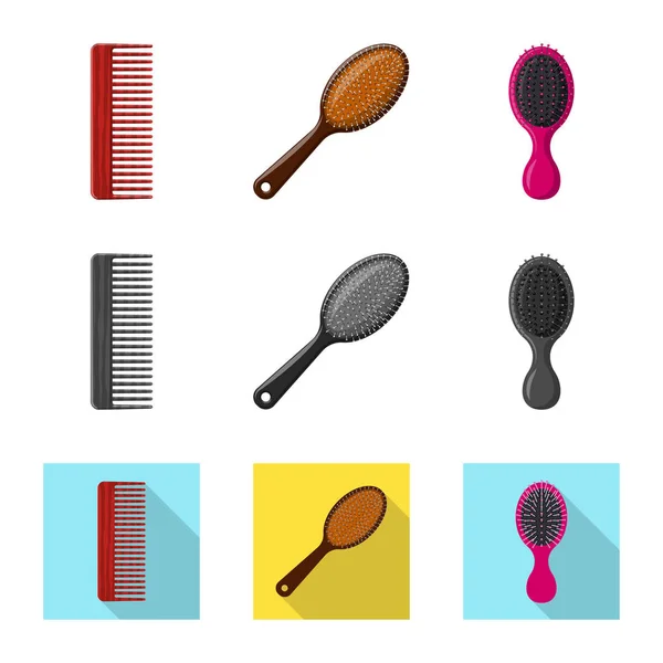 Design vetorial de escova e logotipo do cabelo. Coleção de escova e escova de cabelo vetor ícone para estoque . —  Vetores de Stock