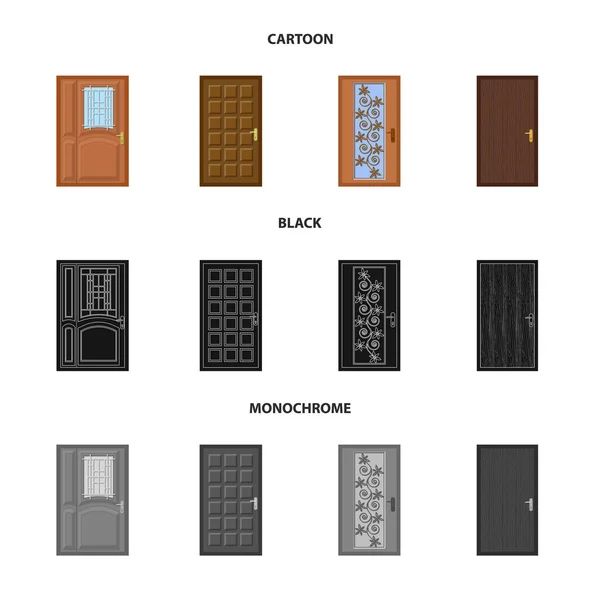 Vektor-Design von Tür- und Frontschild. Sammlung von Tür- und Holzvektorsymbolen für den Vorrat. — Stockvektor